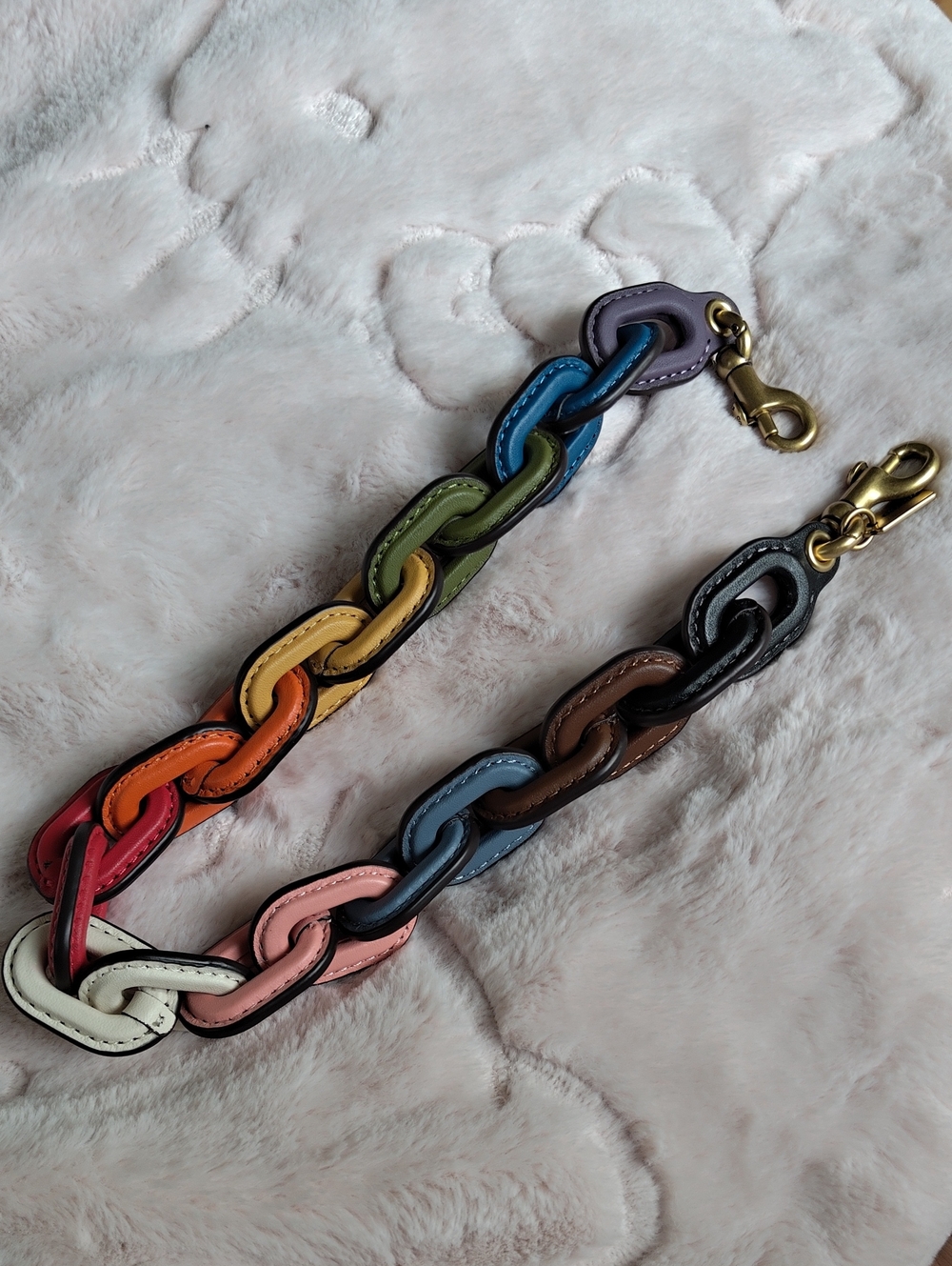 Coach Rainbow Leather Covered Short Chain Strap - Picture 4 of 7